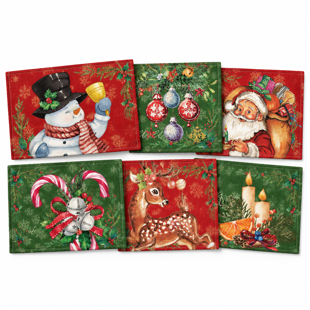 Retro Santa & Snowman Placemats – 6 Pack — product