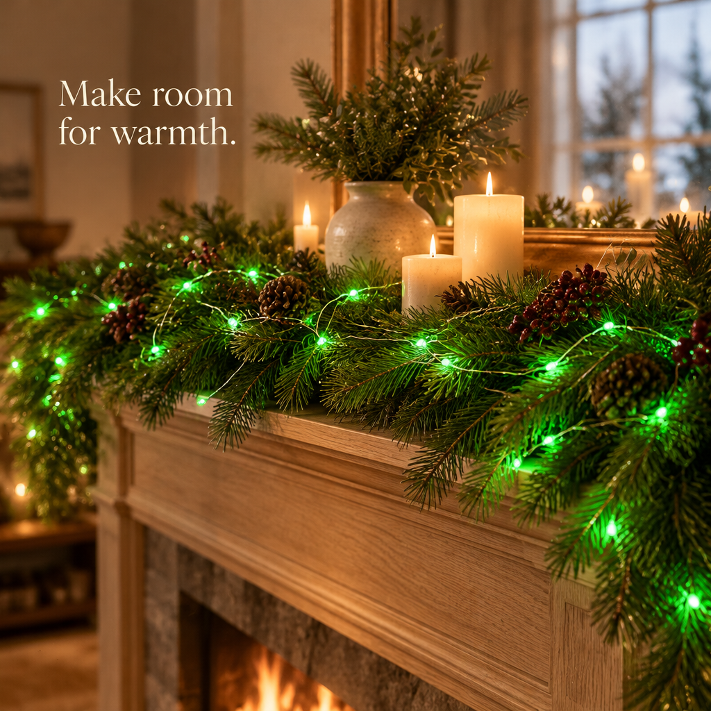 Green Battery Fairy Lights – 2 Pack, 16.5 ft, 50 LEDs — in use