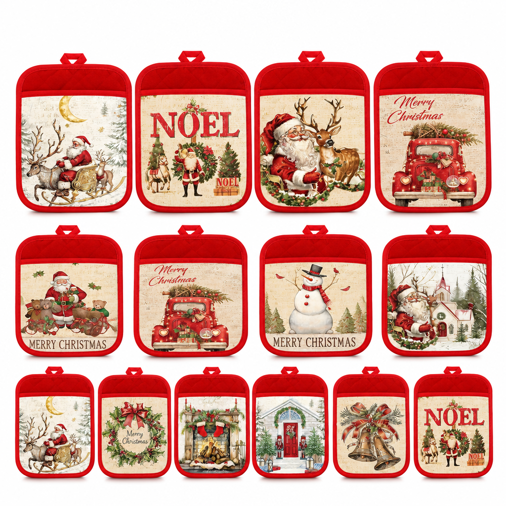 Christmas Pot Holders with Pocket – 12 Pack — product