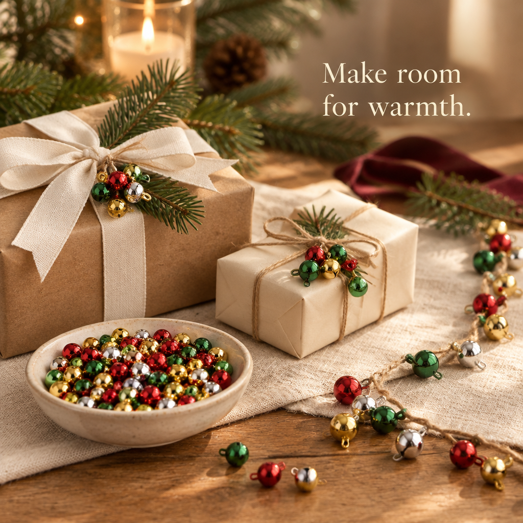 Mini Christmas Jingle Bells – 120 Pack, 6 mm — in use