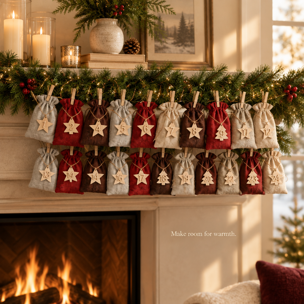 Drawstring Advent Calendar Bags – 24 Days — in use
