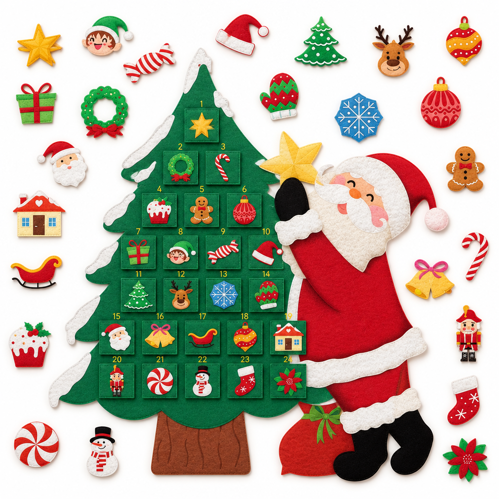 Christmas Tree Felt Advent Calendar – 24 Pockets — product