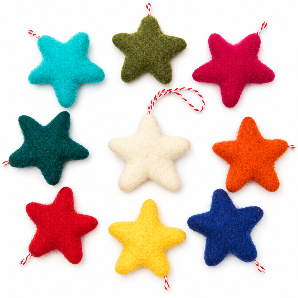Colorful Wool Felt Star Ornaments – 9 Pack, 1.5 in — product