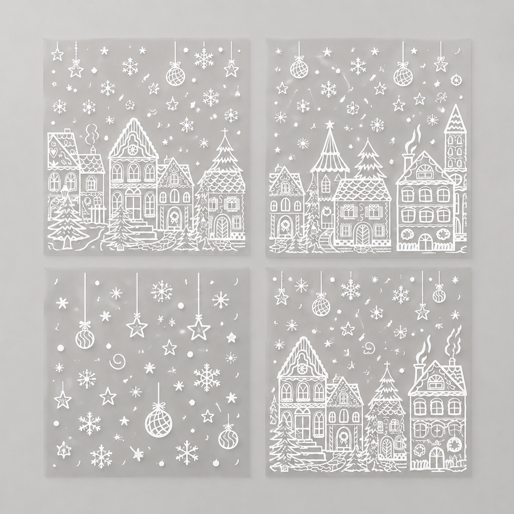 White Christmas Village Window Cling Set — product