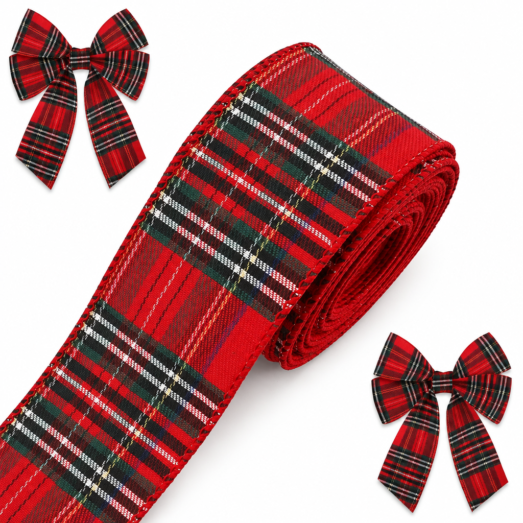 Buffalo Plaid Wired Christmas Ribbon – 2.5 Inch, 10 Yards — product