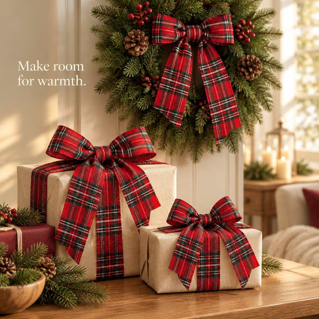 Buffalo Plaid Wired Christmas Ribbon – 2.5 Inch, 10 Yards — in use