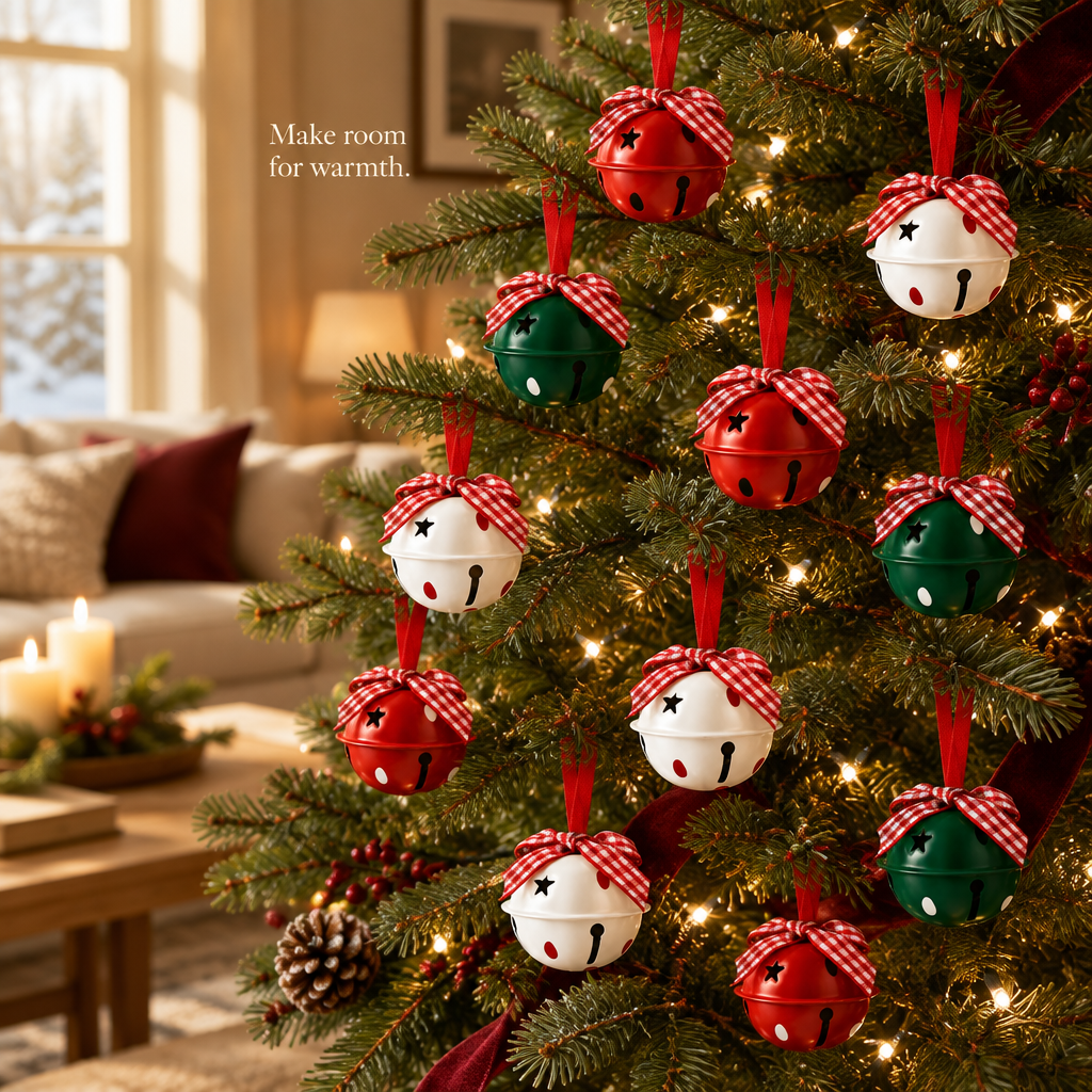 Star Cutout Jingle Bell Ornaments – 12 Pack, 1.57 in — in use