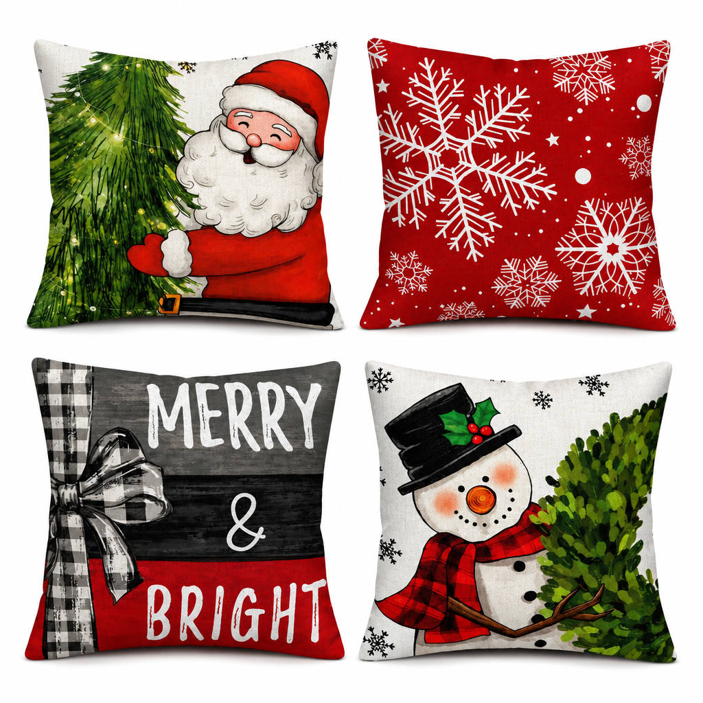 Double-Sided Christmas Pillow Covers – 4 Pack, 18 × 18 — product