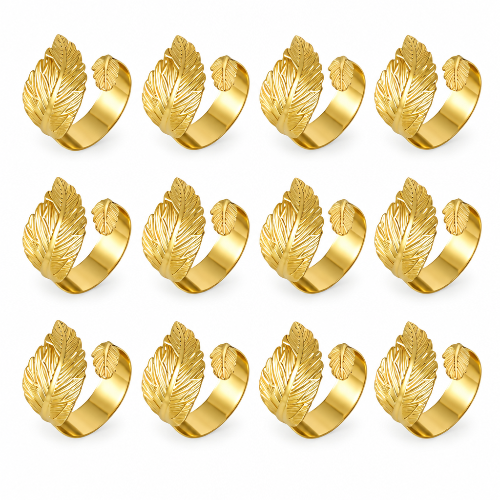 Gold Laurel Leaf Napkin Rings – 12 Pack — product