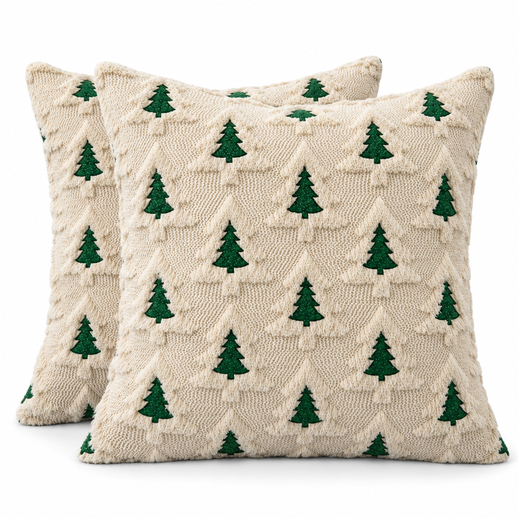 Beige Christmas Tree Pillow Covers – 2 Pack — product