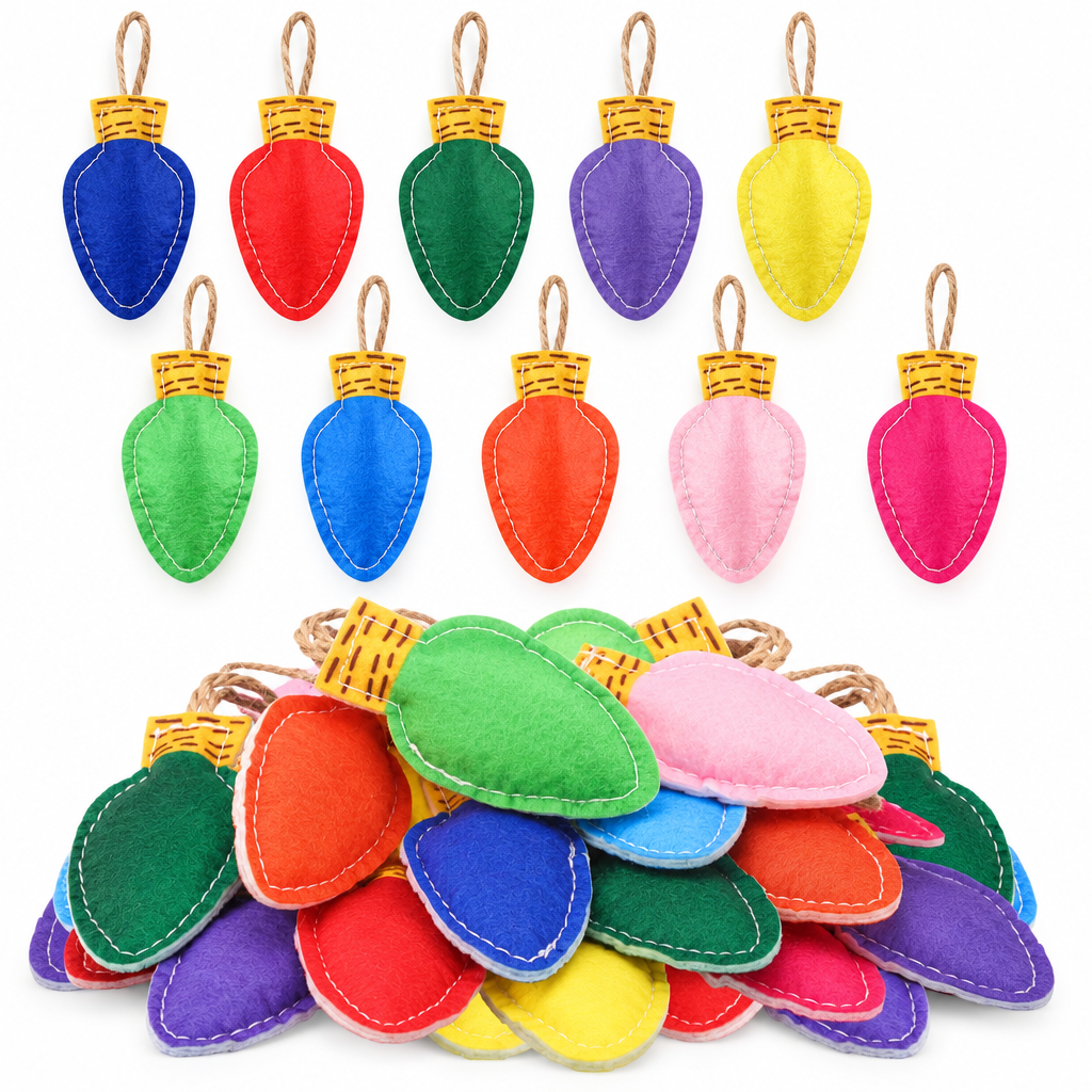 Colorful Felt Light Bulb Ornaments – 20 Pack — product