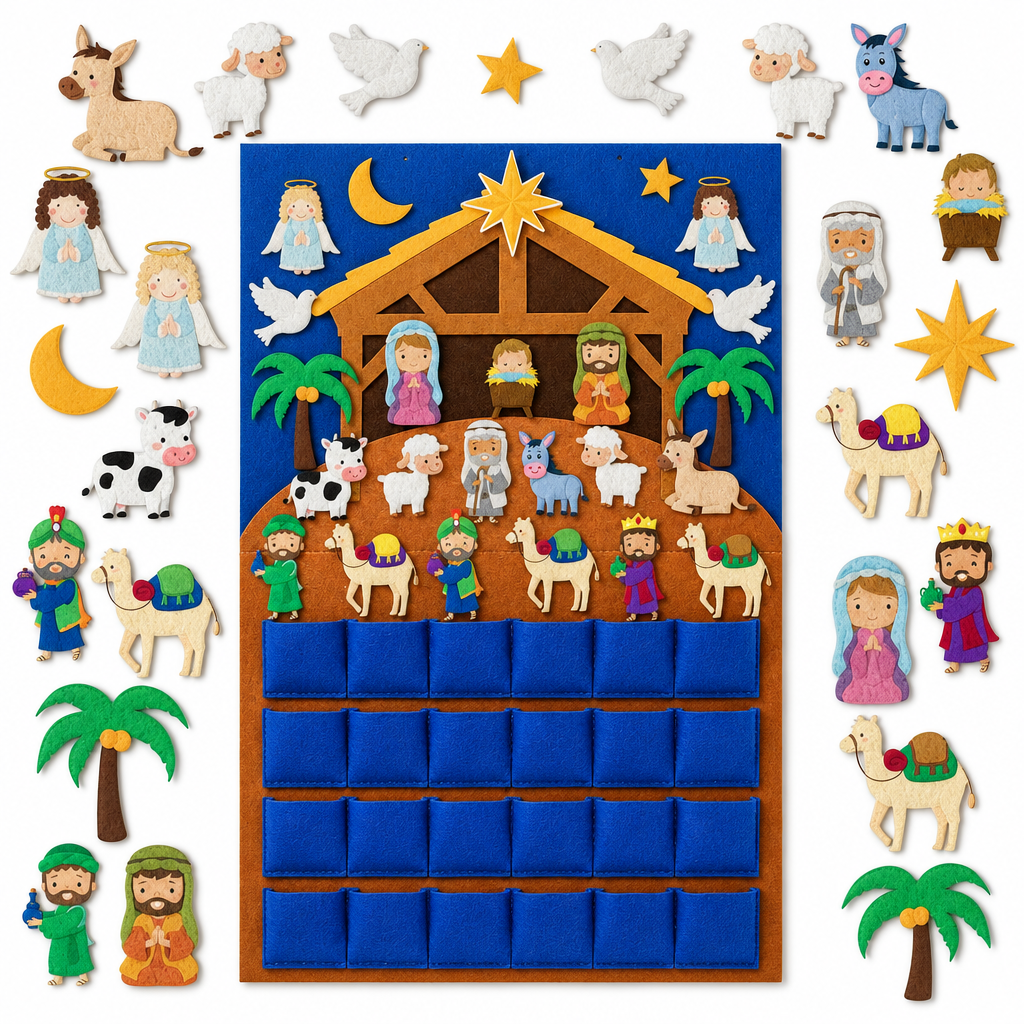 Nativity Felt Advent Calendar – 24 Pockets — product
