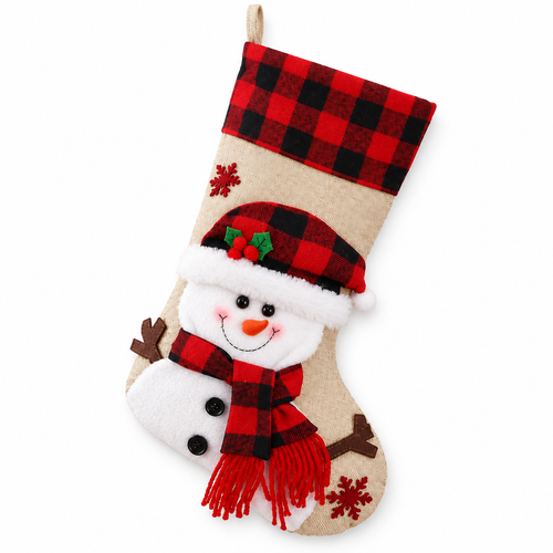 Burlap Plaid Christmas Stocking – 18.5 in — product