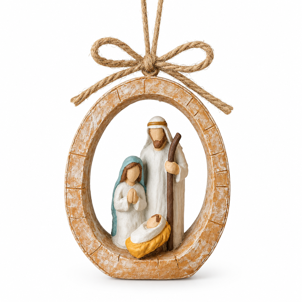 Holy Family Oval Nativity Hanging Ornament — product