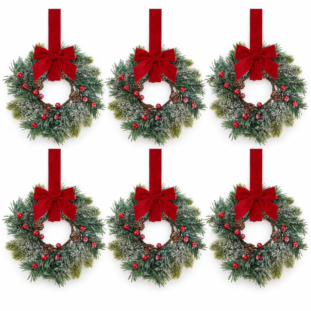 Frosted Pine Cabinet Wreaths – 6 Pack, 9 in — product