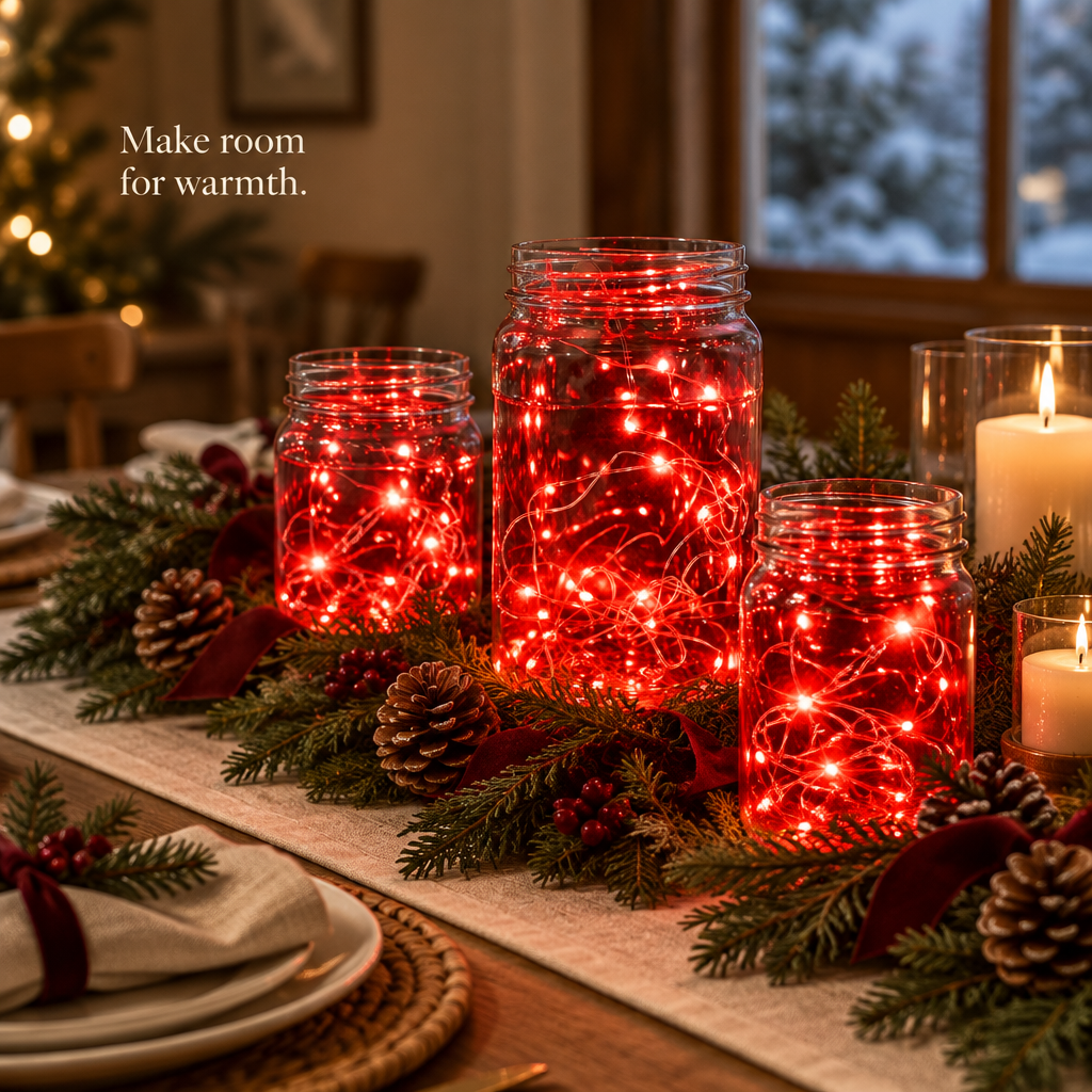 Red Fairy Lights – 8 Pack, 7 ft, 20 LEDs — in use