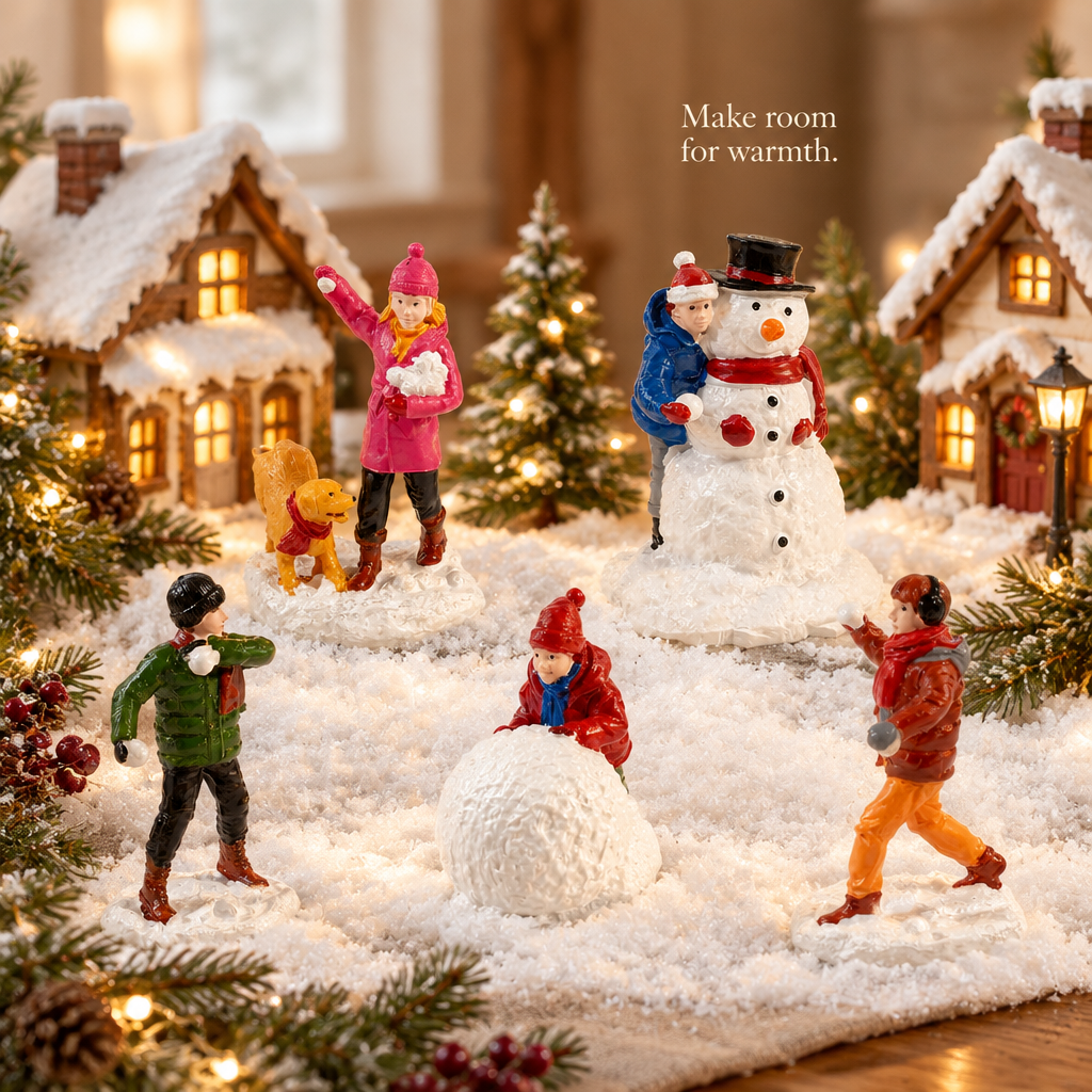 Christmas Village People Figurines – 5 Pieces — in use