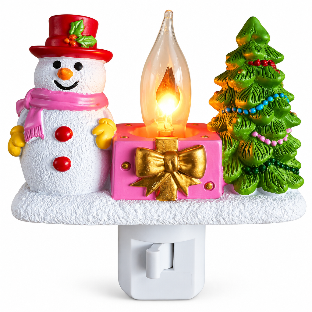 Snowman & Tree Campfire Night Light — product