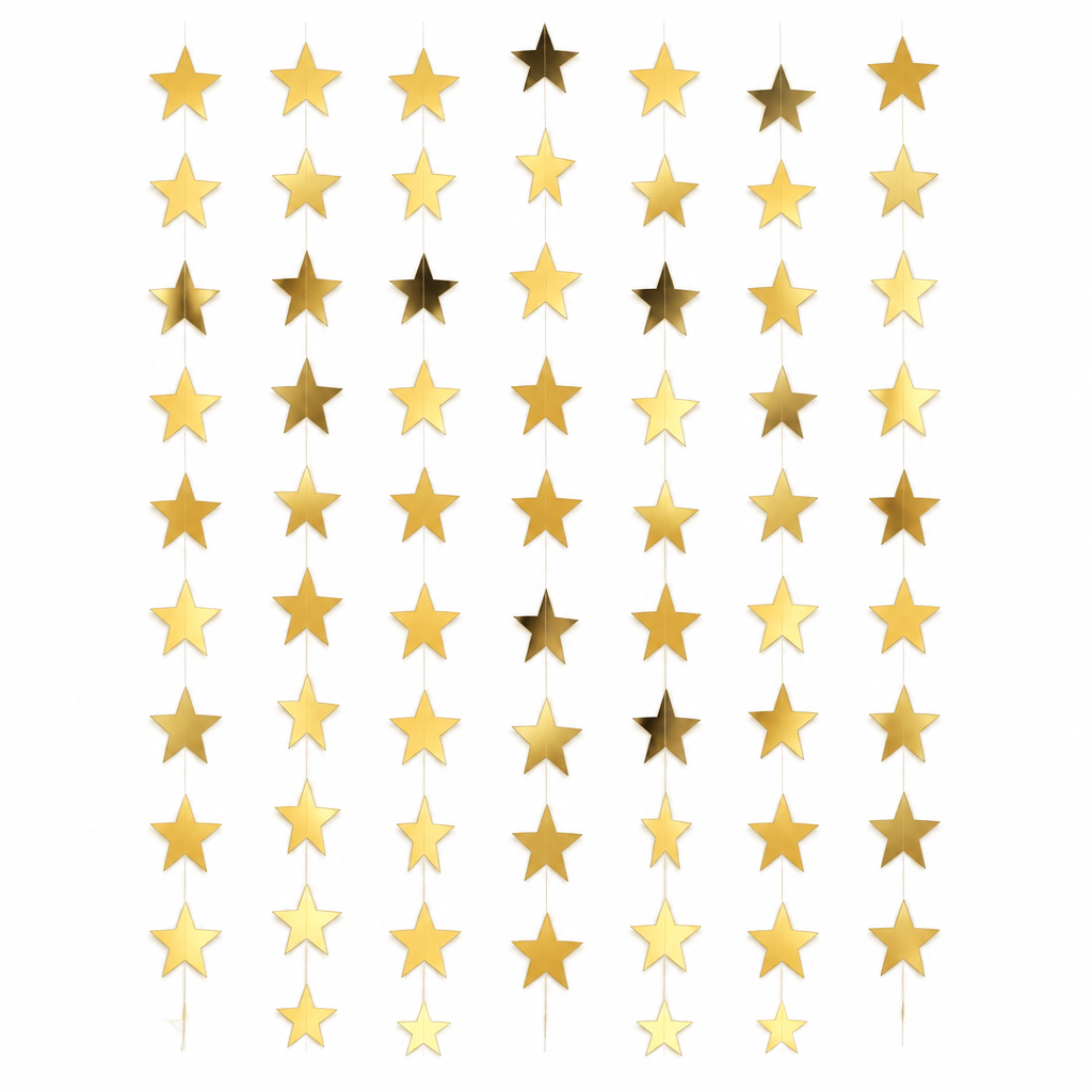 Gold Paper Star Garland – 7 Pack, 13 ft Each — product