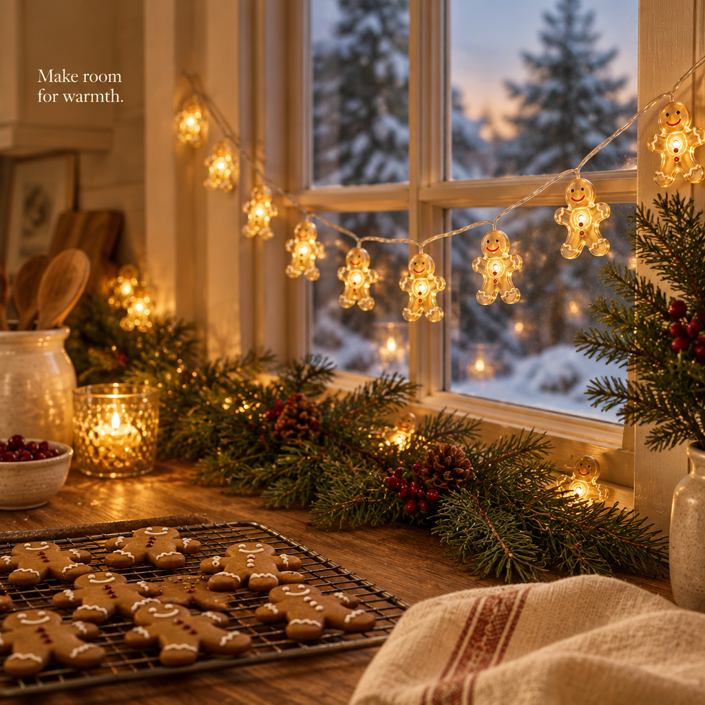 Gingerbread Man String Lights – 10 ft, 30 LEDs — in use
