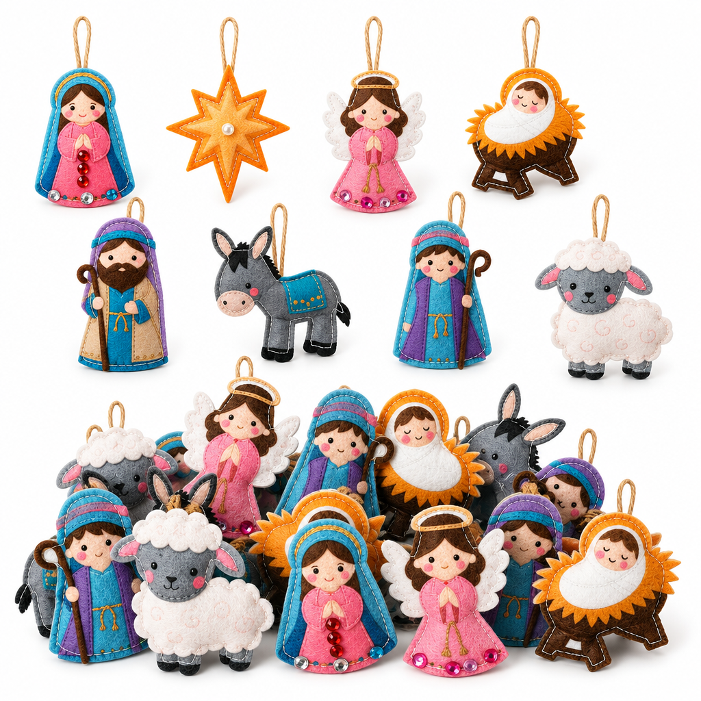 Nativity Felt Christmas Tree Ornaments – 24 Pack — product