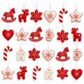 Red & White Nordic Felt Christmas Ornaments – 24 Pack — product