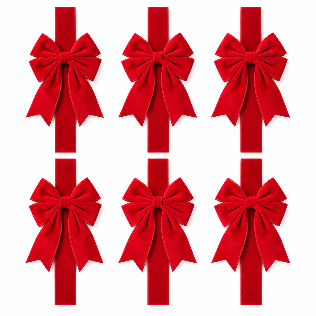 Red Velvet Christmas Cabinet Bows – 6 Pack — product
