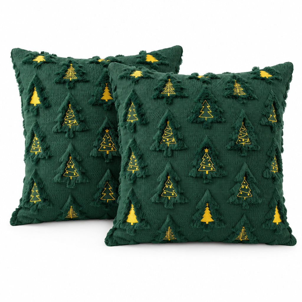Green Christmas Tree Pillow Covers – 2 Pack, 18 × 18 — product
