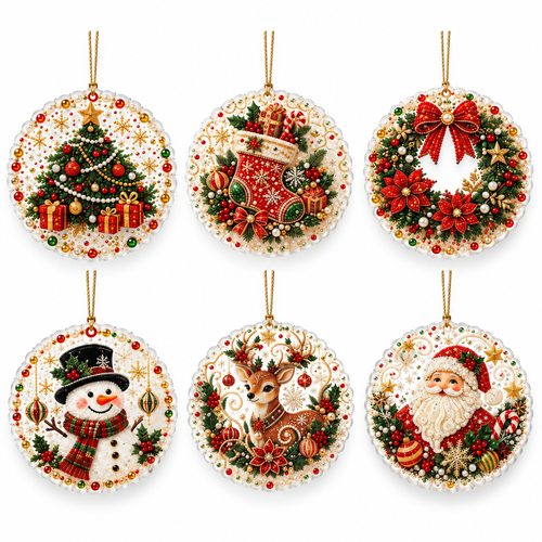 Acrylic Christmas Pearl Art Kit – 6 Ornaments — product