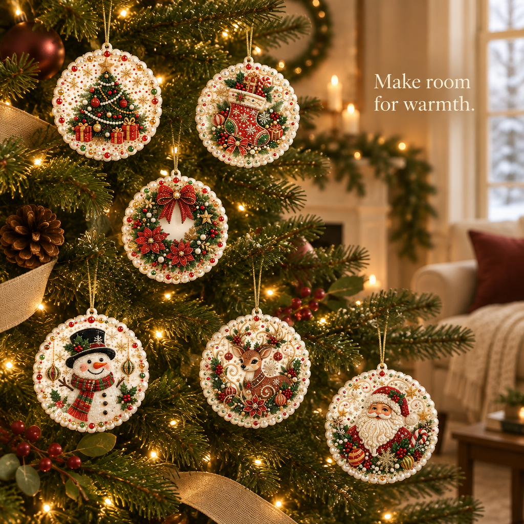 Acrylic Christmas Pearl Art Kit – 6 Ornaments — in use