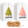 Merry Christmas Tree Gift Tags with Twine – 60 Pack — product