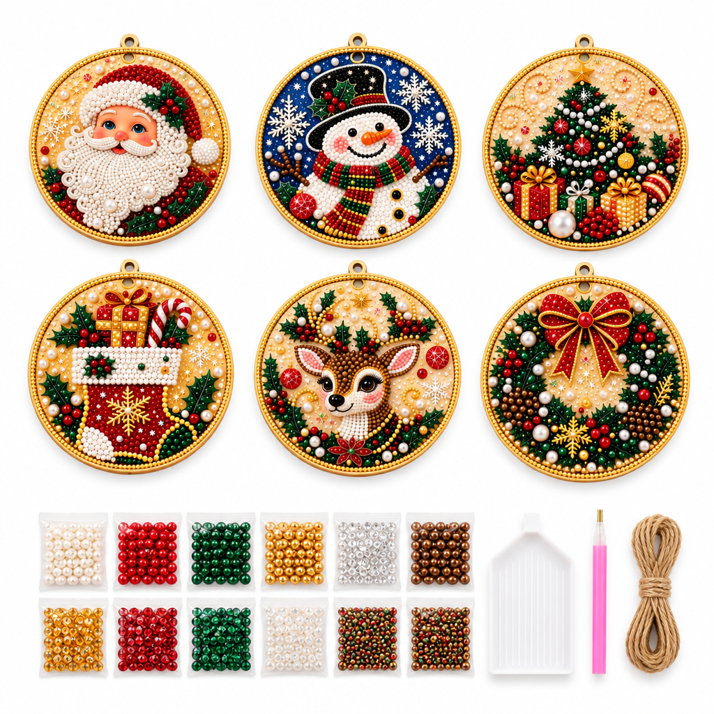 Christmas Pearl & Diamond Art Ornament Kit – 6 Designs — product