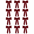 Burgundy Velvet Christmas Tree Bows – 12 Pack, 5 × 10 in — product view