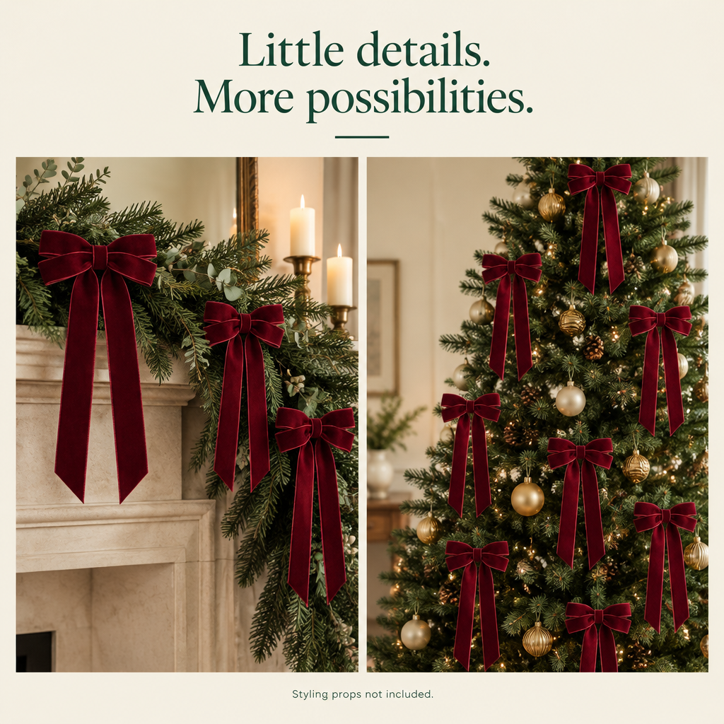 Burgundy Velvet Christmas Tree Bows – 12 Pack, 5 × 10 in — decorating ideas