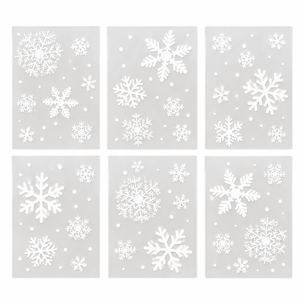 White Snowflake Christmas Window Clings – 135 Piece Set — product view
