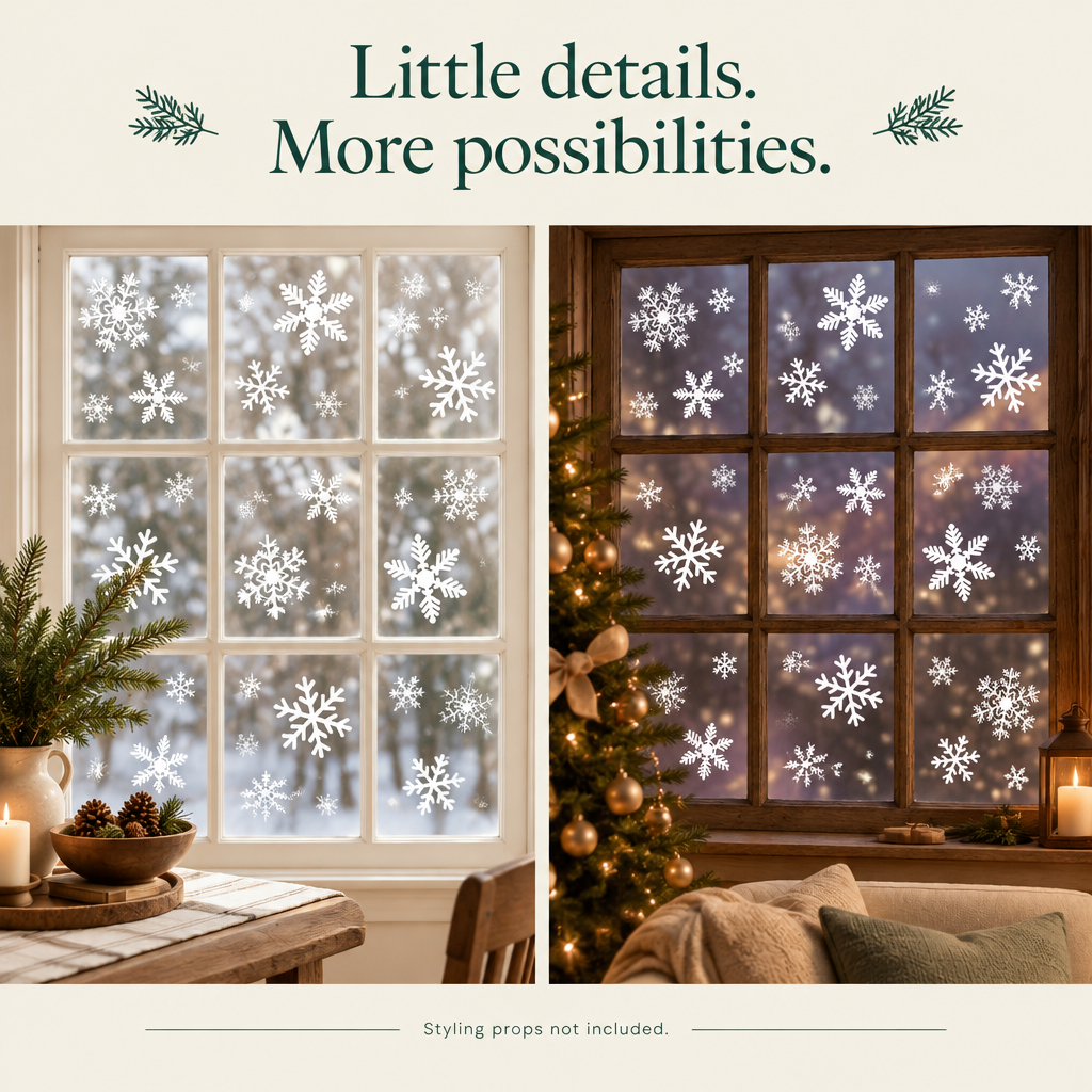 White Snowflake Christmas Window Clings – 135 Piece Set — decorating ideas