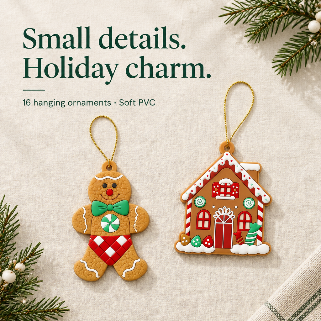 Gingerbread Christmas ornaments — soft PVC hanging ornaments