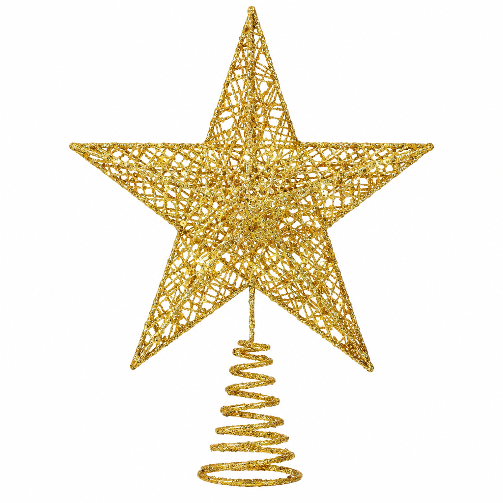 Gold Glitter Star Christmas Tree Topper