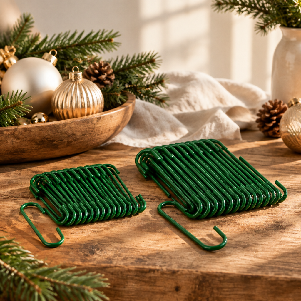 Green Christmas Ornament Hooks – 150 Pack, Two Sizes
