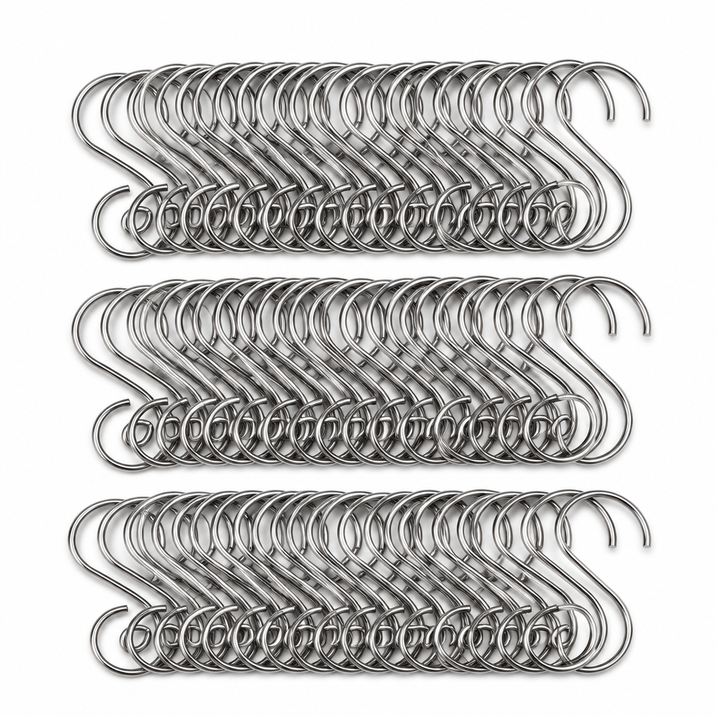 Silver S-Shaped Christmas Ornament Hooks – 120 Pack, 2 in — product view