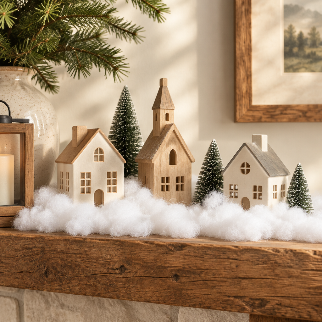 Fluffy Artificial Christmas Snow – 6 oz — in use