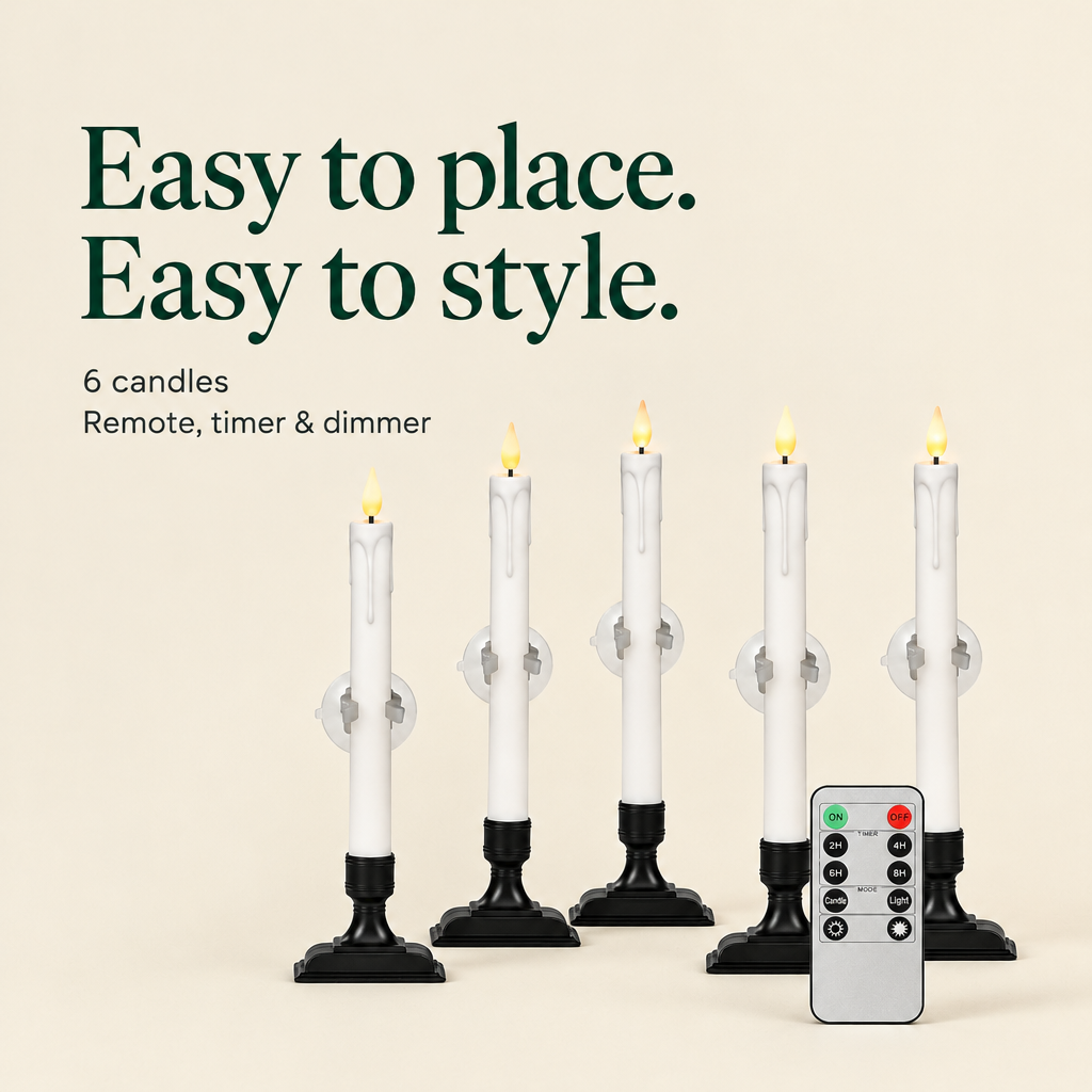 Window Candles with Holders & Remote – 6 Pack — details