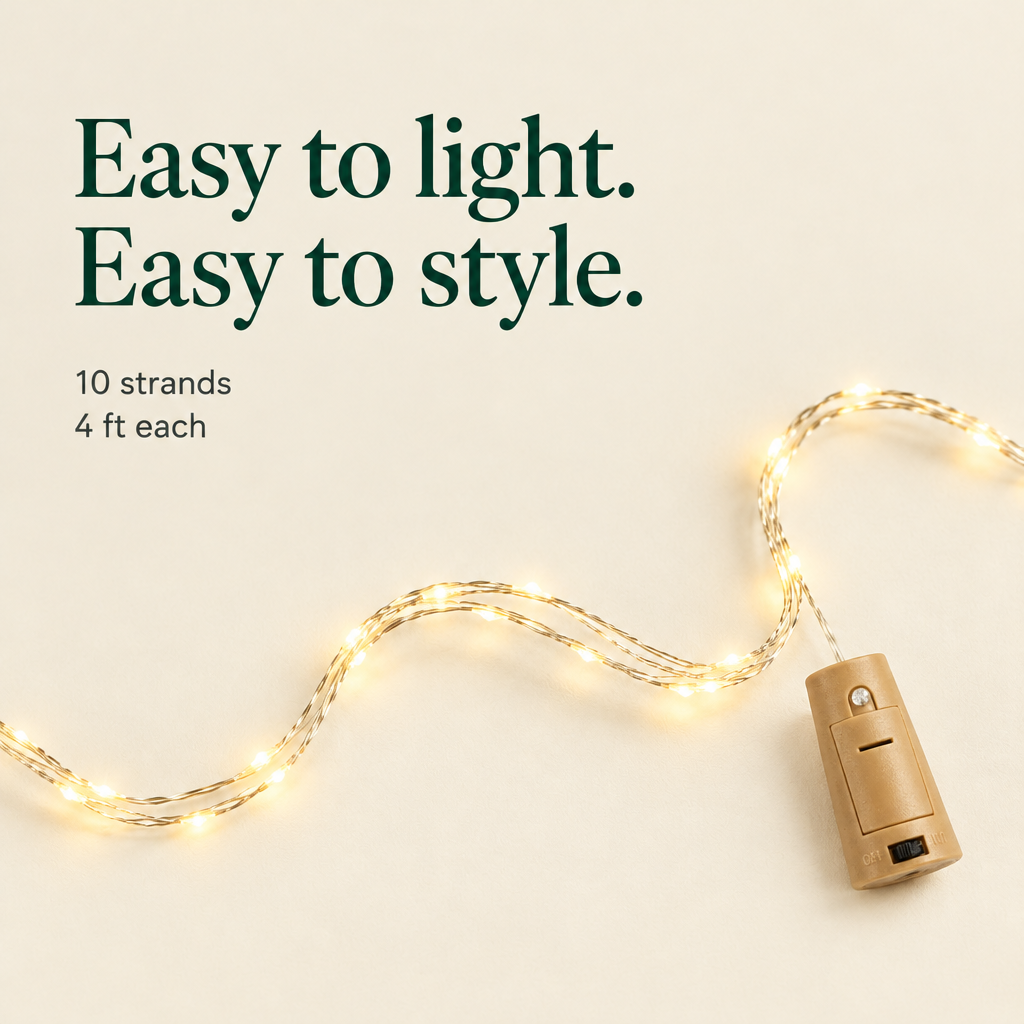 Wine Bottle Cork Lights – 10 Pack, 4 ft — details